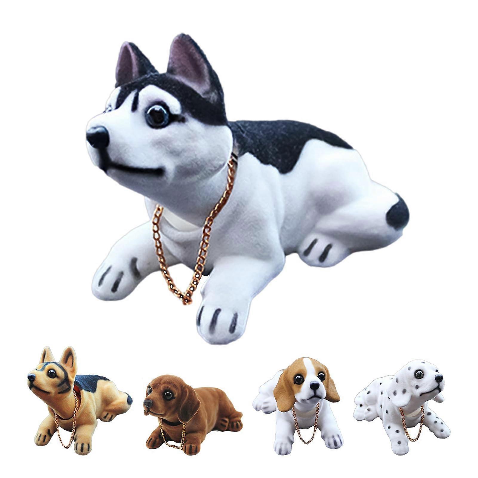 Bobblehead Dog Figurines: Cute Resin Car Decoration for Dashboard or Desktop