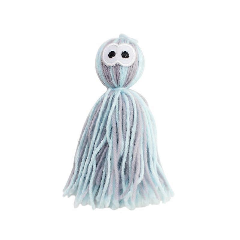 Octopus Yarn Cat Toy - Soft Durable Wool Hanging Teething Toy for Kittens, Interactive Chew Ball in Grey Blue
