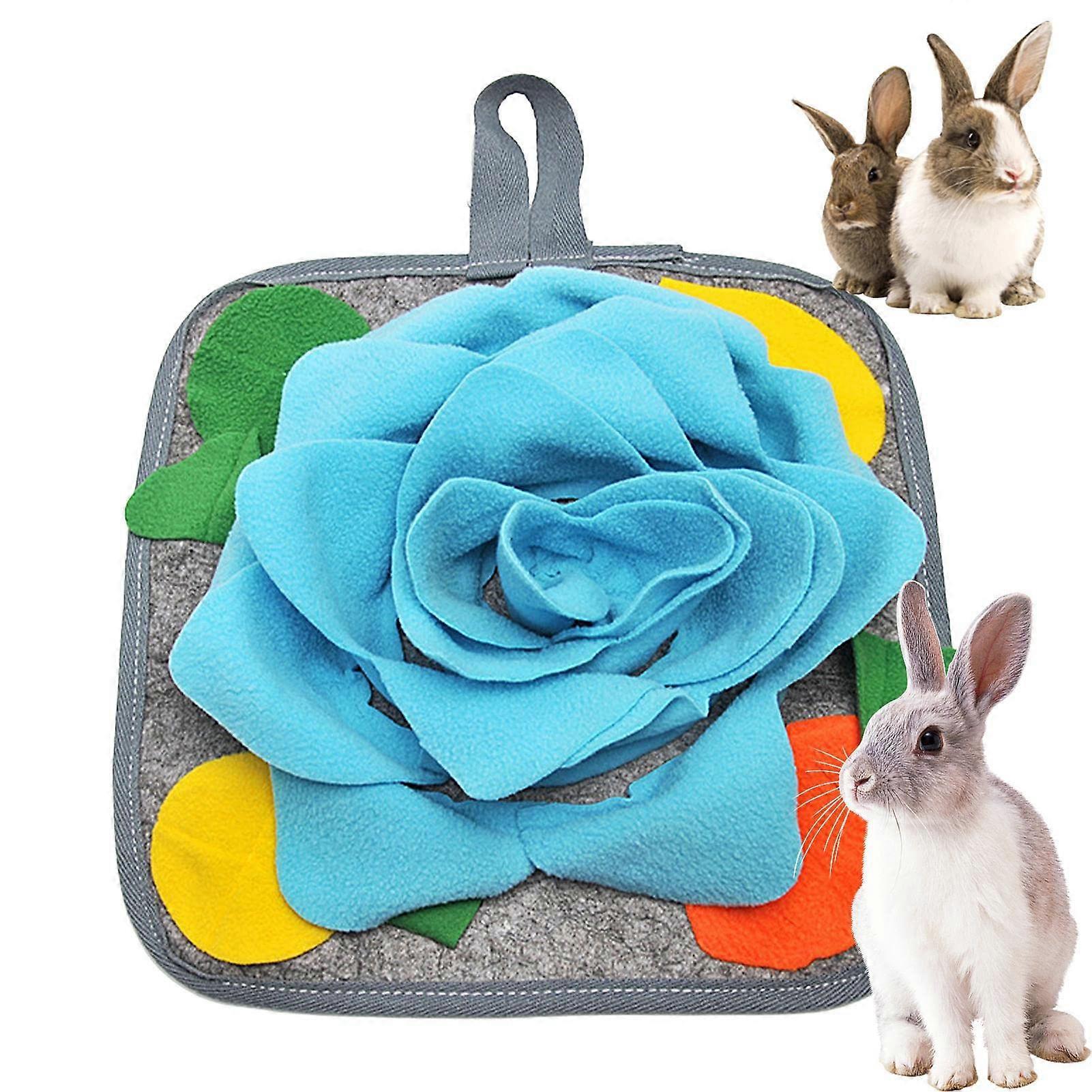 Sniffing Mat for Rabbits, 11.81 x 11.81 Inches, Rabbit Toy for Rabbits, Guinea Pigs, Ferrets Blue