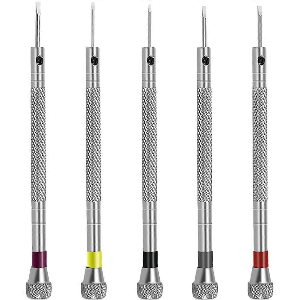 5 Piece Flat Head Screwdriver Set for Precision Watch, Eyeglasses, Computer, and Electronics Repair – Ergonomic Handle, Compact & Portable Design