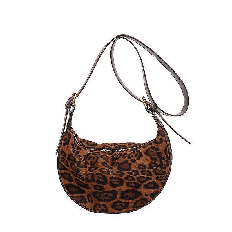 Half Moon Bag for Women Stylish Dumpling Bag Multi Pockets Leopard Print Hobo Sling Bags with Adjustable Strap for Travel Work School Daily Use Yellow