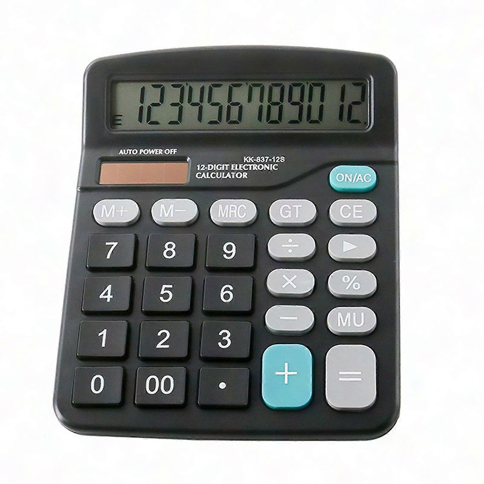 Dual-Powered LCD Calculator with 12-Digit Display for Financial and Scientific Use in Office Settings