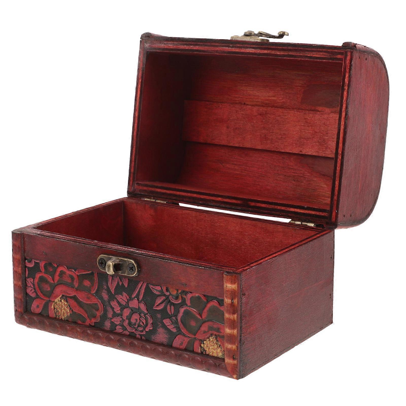 Jewelry Case Retro Style Treasure Box Protection Lockable Wood Material Color For Women Collectors 1Pcs