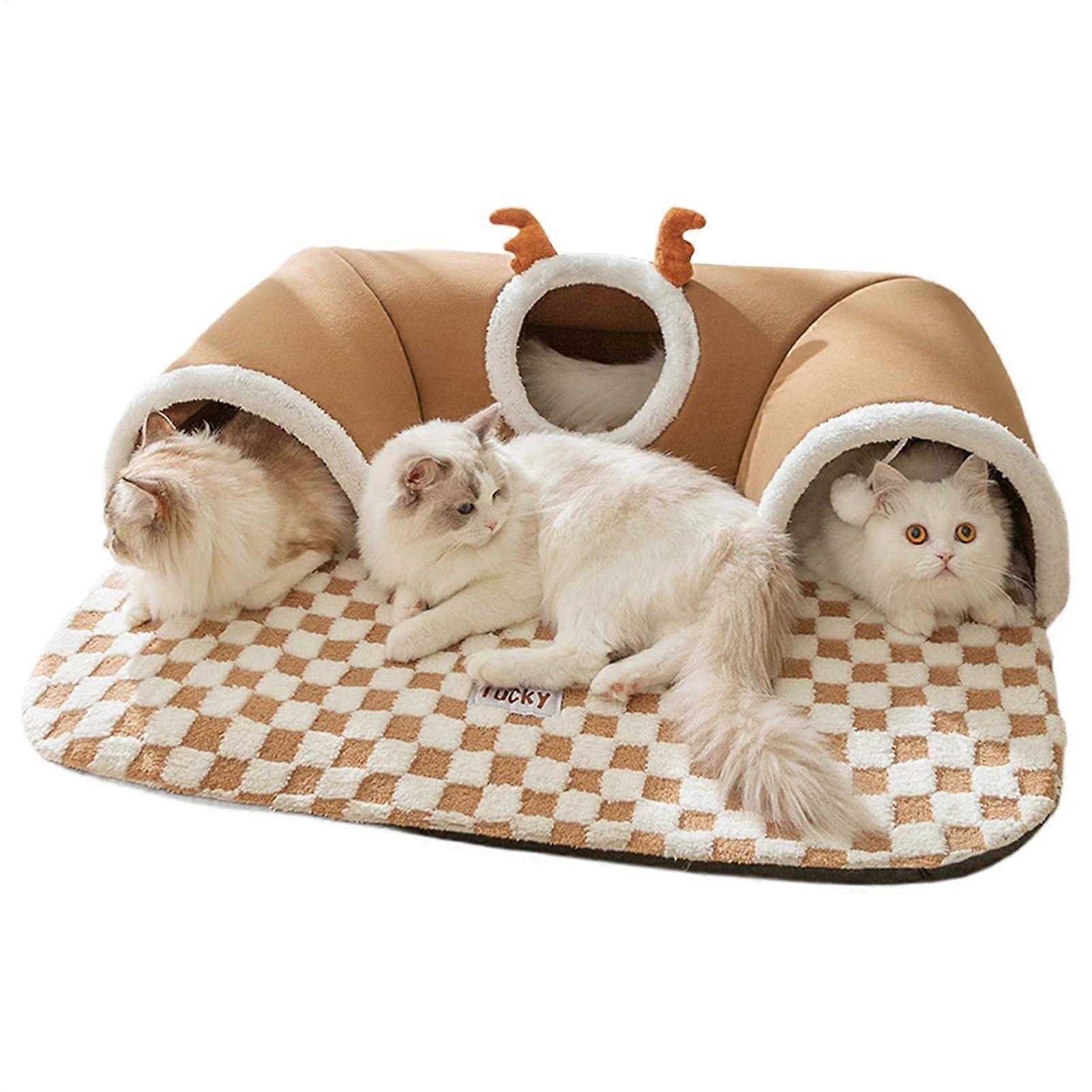 Cat bed tunnel, play tent, pet hideaway, soft fabric, foldable, spacesaving fun
