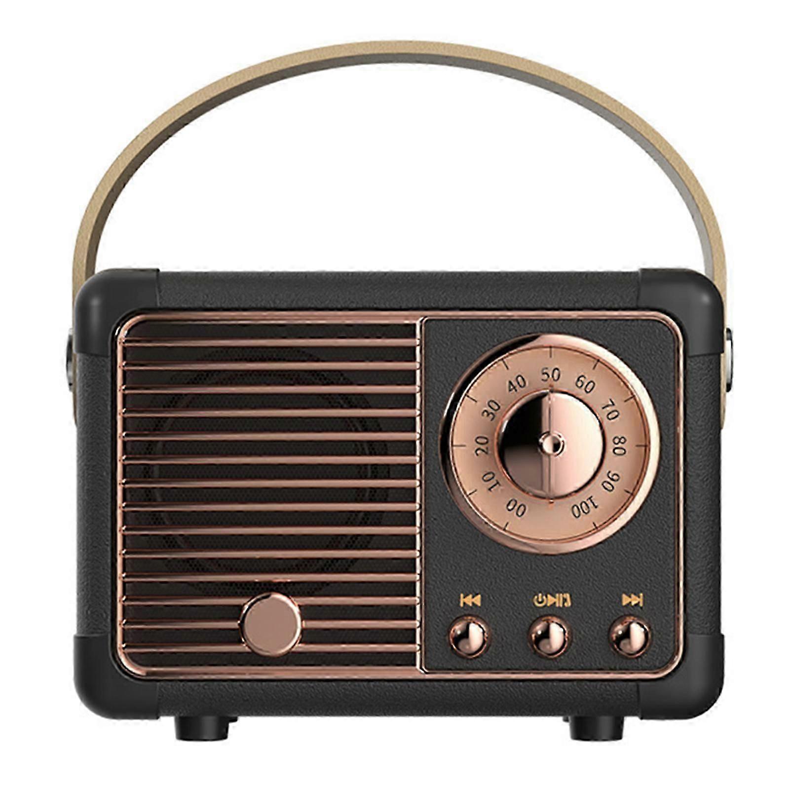Retro Bluetooth 5.0 Speaker, Vintage Radio Style, Clear Stereo Sound, Portable for Home, Party, Travel, USB/TF/AUX Support)