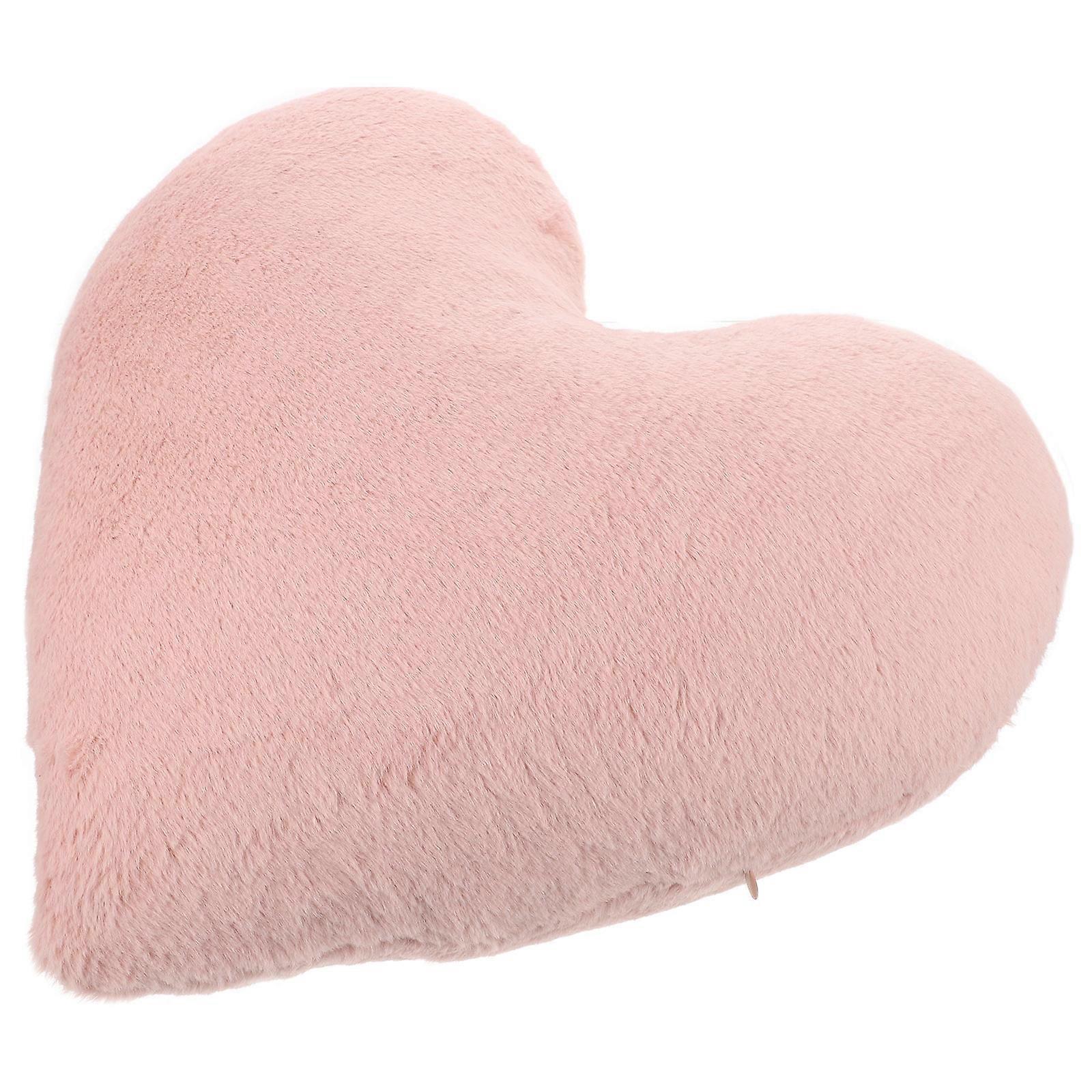 Pink Heart Shaped Pillow Soft Heart Shaped Plush Pillow Home Decoration 40x39cm Comfortable Touching 1Pack