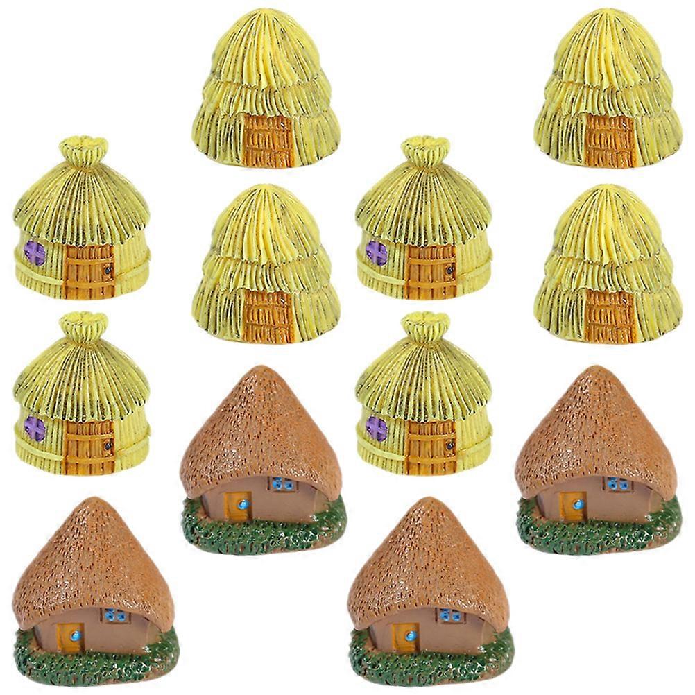 Miniature Village Cottage Figurines Set for Garden, Home, and Desk Decoration – 12pcs Cute Mini House Ornaments for Plant Pots and Lawn Displays