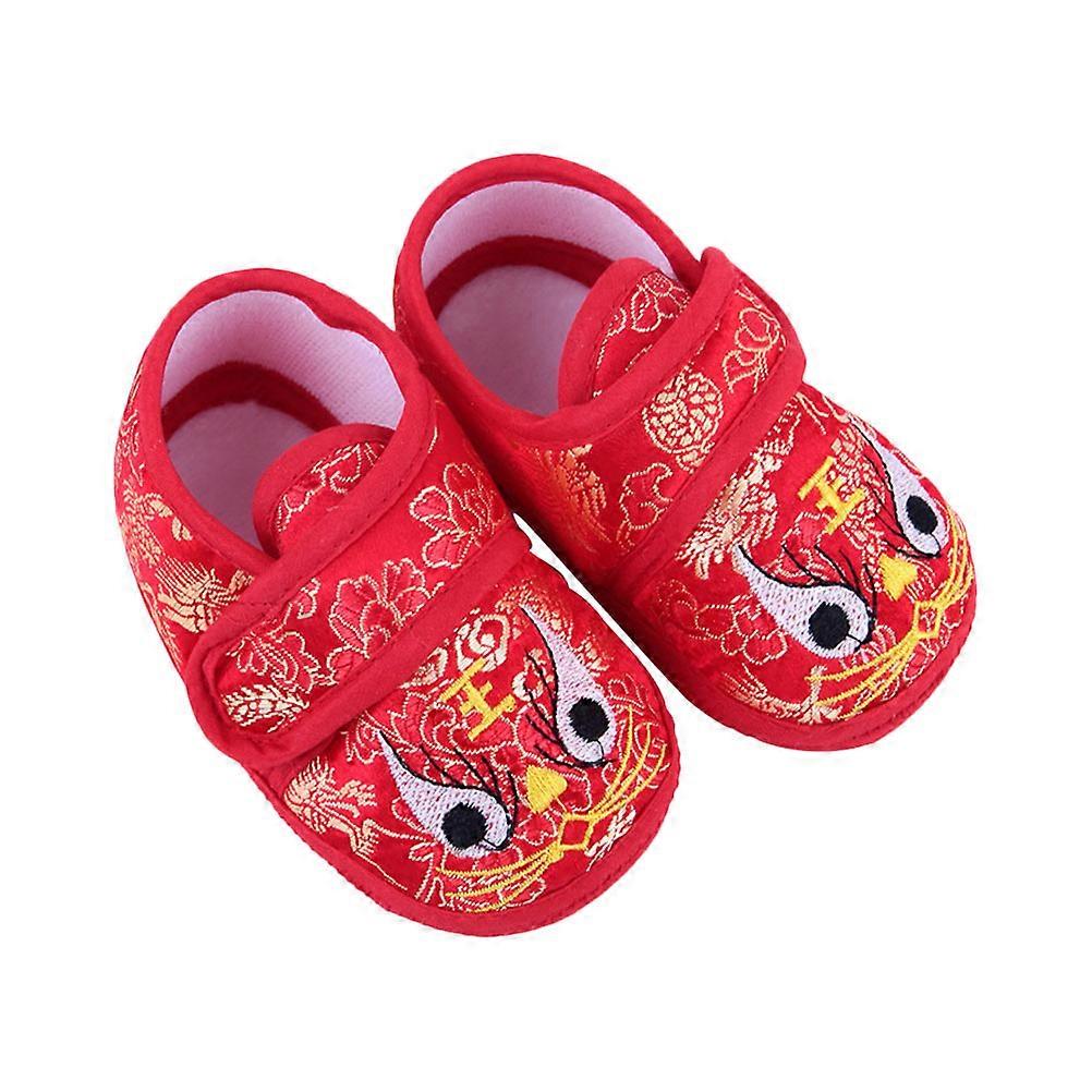 Tiger-Head Shape Cartoon Shoes Cozy Red Comfortable to Wear Stable Sole 1 Pair for Babies