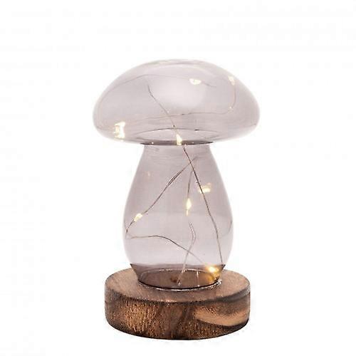 Grey Glass Mushroom with LED Lights - Medium
