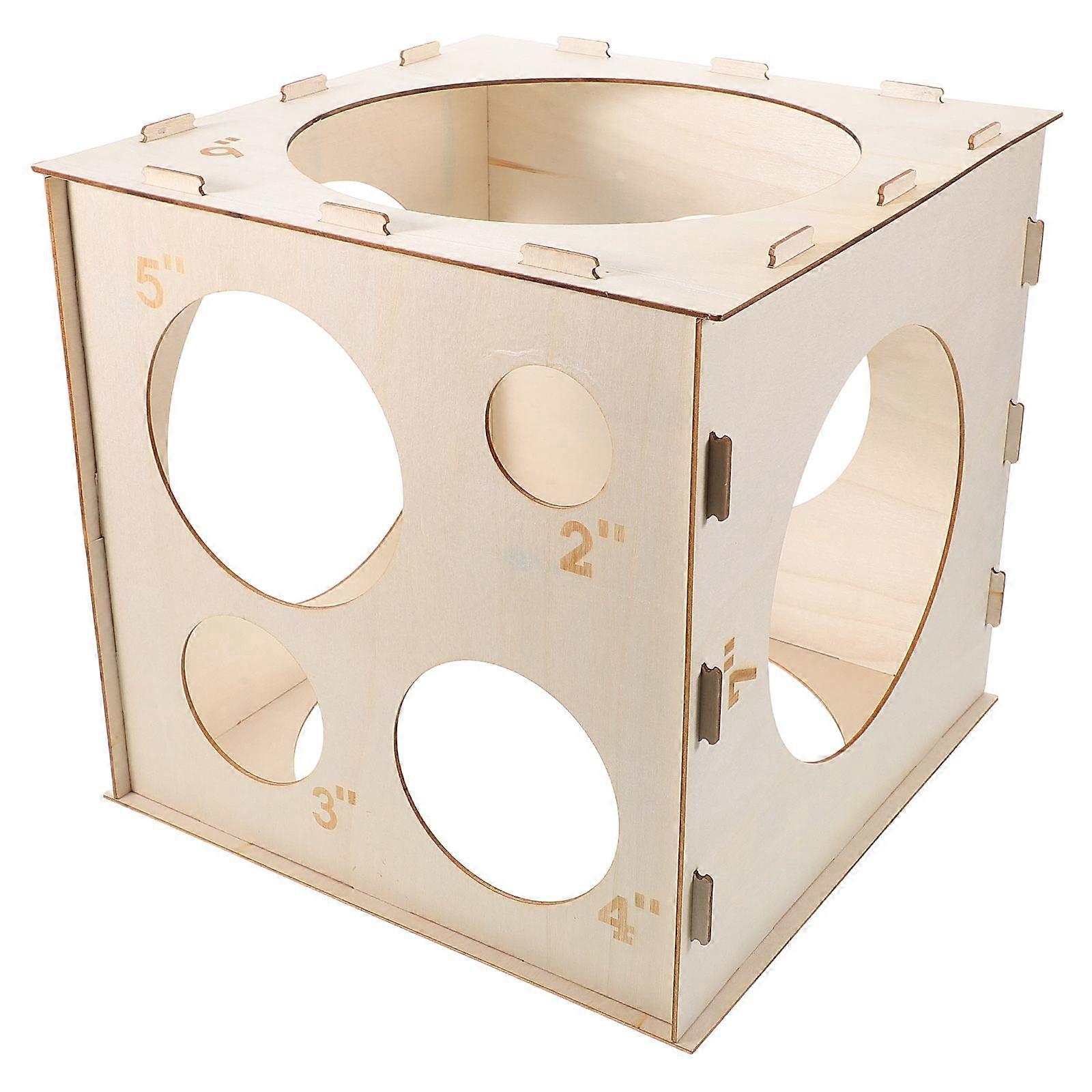 Collapsible Wooden Balloon Sizer Box Cube Balloon Measurement Tool For Balloon Decorations Balloon Arches and Balloon Columns 9 Holes Balloon Sizer Bo