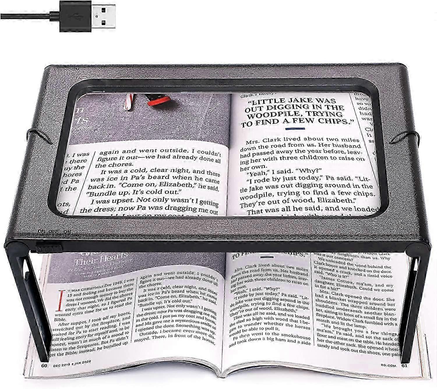 Full Page Reading Magnifier Hands Free Rectangular Standing Magnifier with 6 LED Lamp 3X