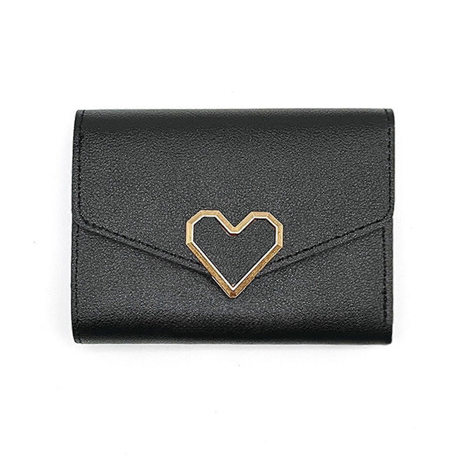 Women's Credit Card Holders Mini Tri-fold Leather Wallet Solid Color