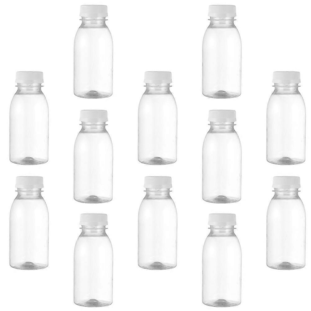 12Pcs 250ML Transparent Plastic Milk Storage Bottles for Beverage Drinking