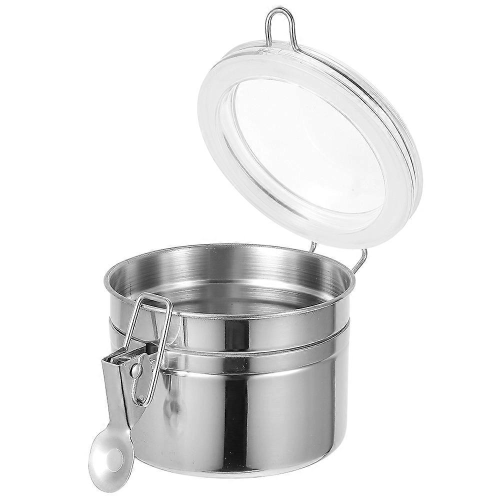 Stainless Container Prevent Dust Flat Bottom Multipurpose Silver 1Pack