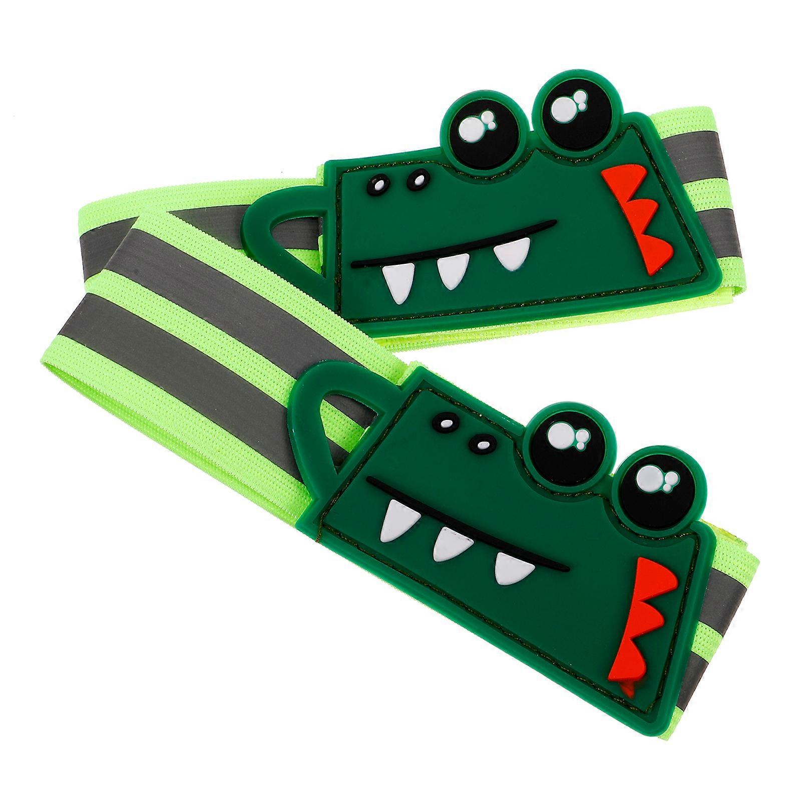 Green Reflective Adjustable Elastic Pants Leg Strap for Daily Use Outdoor Activities PVC Material