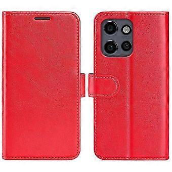 For Motorola Edge 50 Neo 5g Wallet Case Crazy Horse Texture Stand Leather Phone Cover - Brown