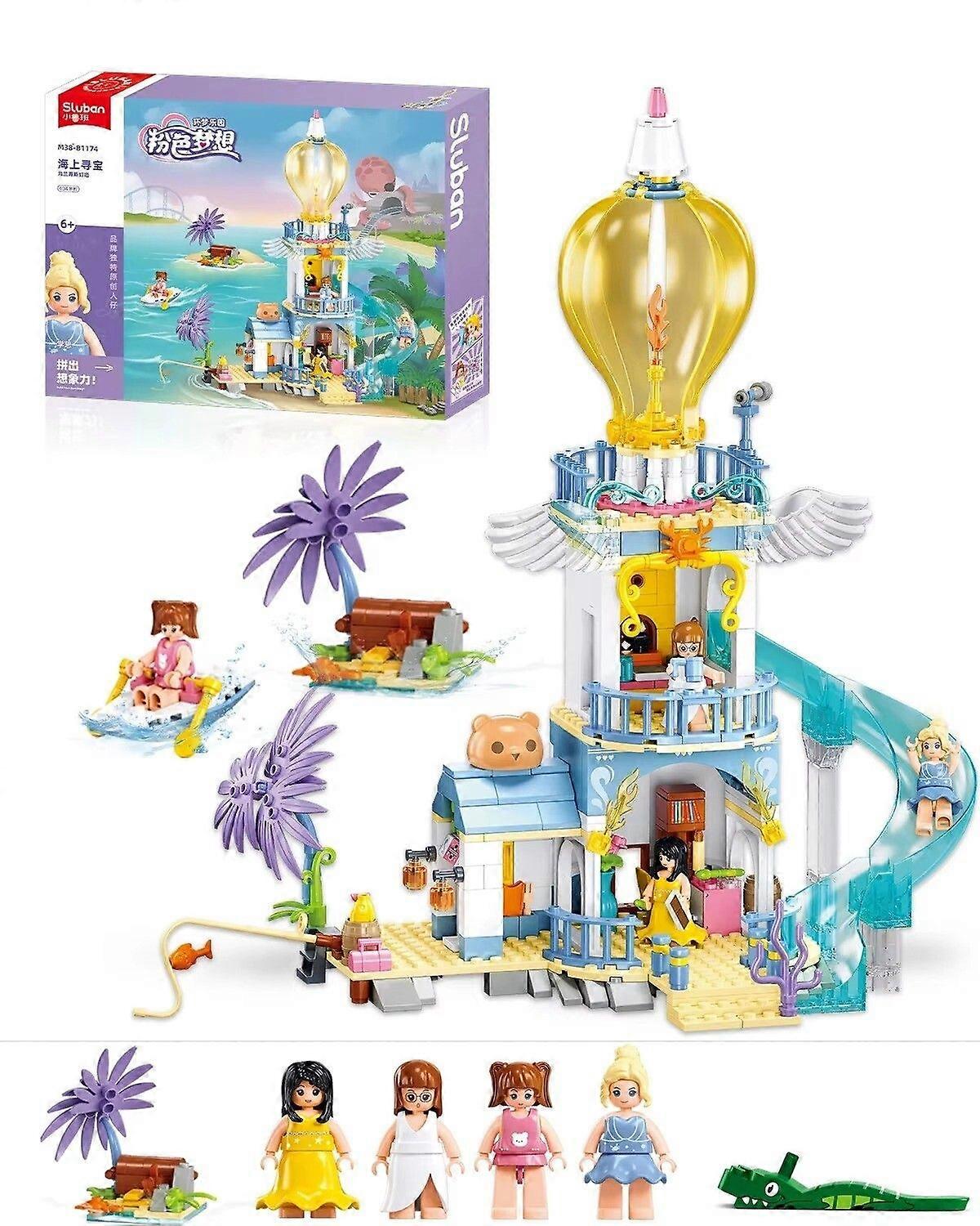 404PCS Schatzsuche Leuchtturm Bausteine Meer Ansicht Meer Haus Modell Bricks