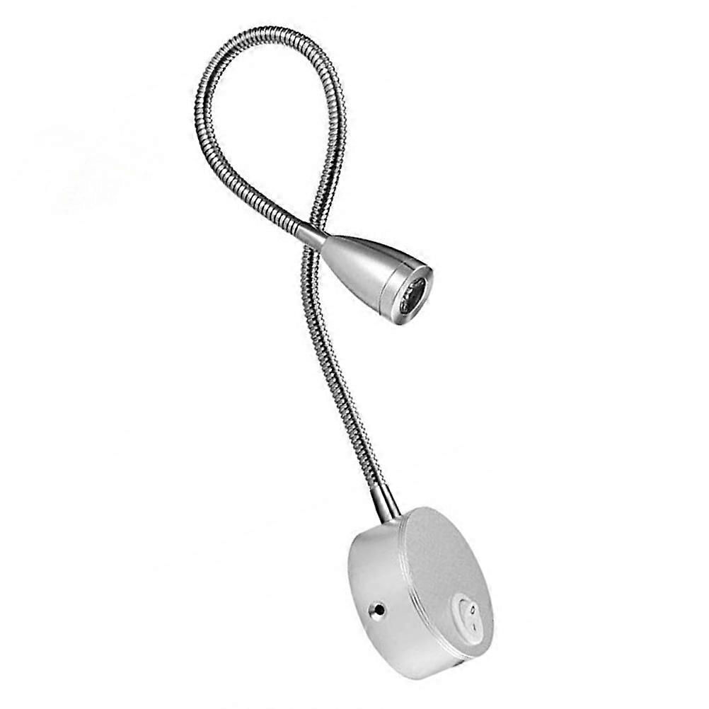 LED Wall Lamp with Flexible Gooseneck for Bedside Reading in Silver Color Aluminium Material 3W