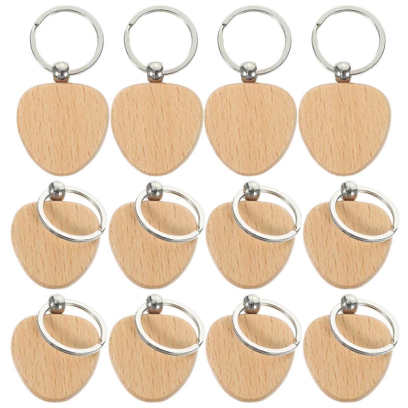 Wood Keychain Blanks for DIY Crafts Engravable Lightweight Portable Beech Multi 20Pcs