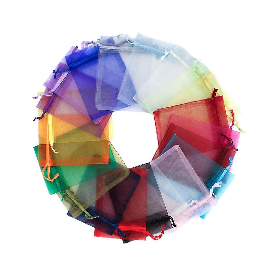 Mixed Color Drawstring Organza Bags Portable Mesh Pouches for Jewelry, Weddings, Birthdays, and Celebrations