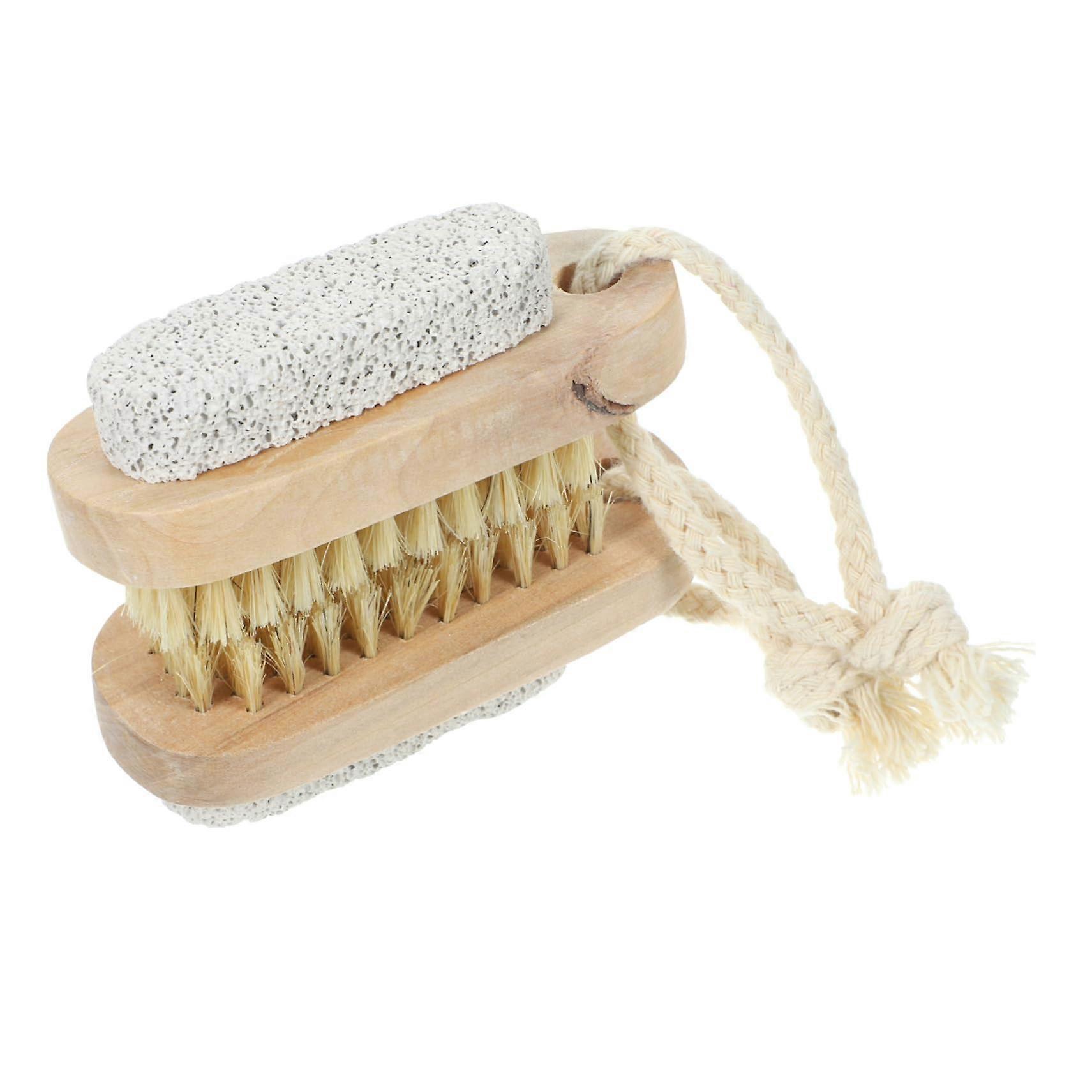 2-Piece Dual-Sided Shower Brush with Pumice Stone for Exfoliating Foot Scrubber Massage and Deep Skin Cleansing