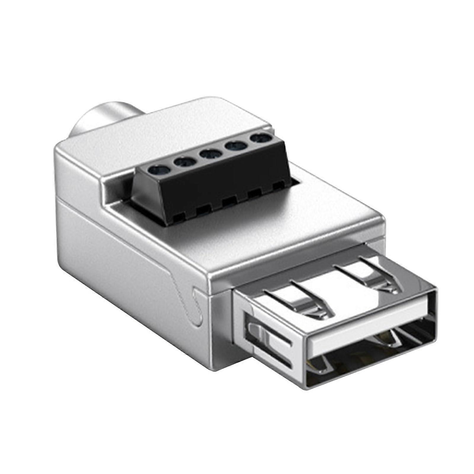 USB 2.0 Terminal Block Connector Solderless Adapter With Metal Case For USB Adapter Connection Female Head