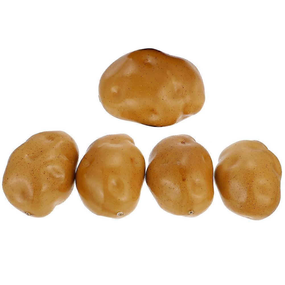 Lifelike Simulated Potato Prop Made of Foam and Resin for DIY Use Brown Color 5 Pieces
