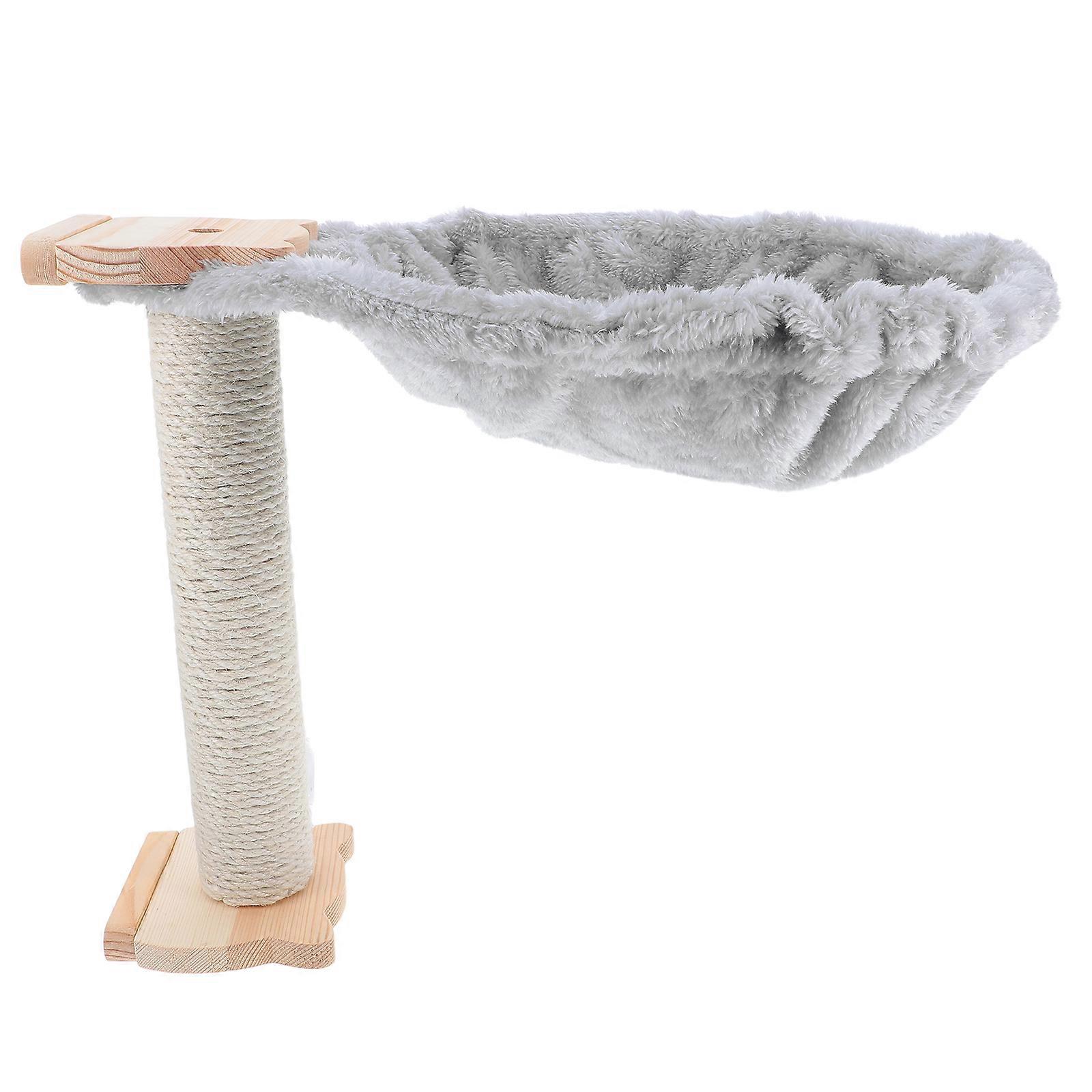 1 Set Cat Climbing Frame with Hanging Basket Bed and Hammock in Grey Iron