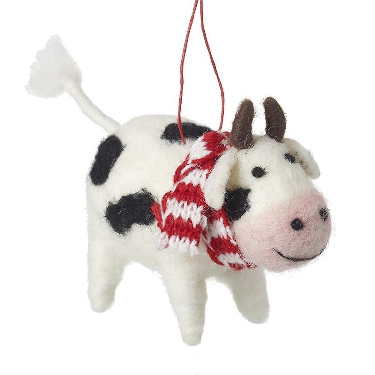Heaven Sends Felt Cow Christmas Tree Decoration