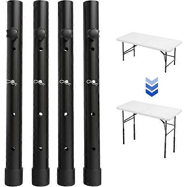4-Pack Table Leg Extenders for Folding Tables, Adjustable Table Leg Risers for Folding Table