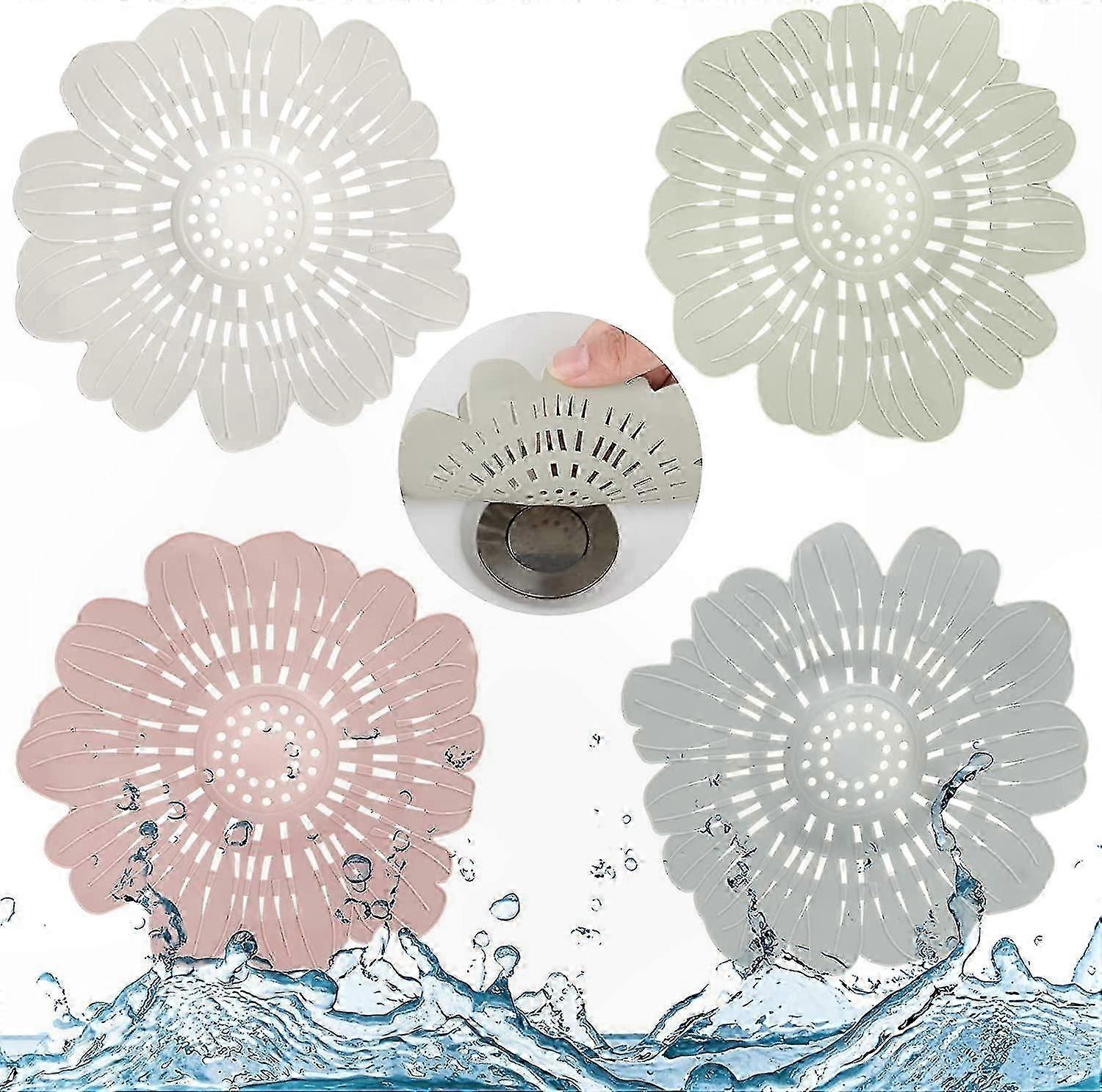 Silicone Sink Strainers with Suction Cups, 4-Pack (Pink, White, Green, Blue)