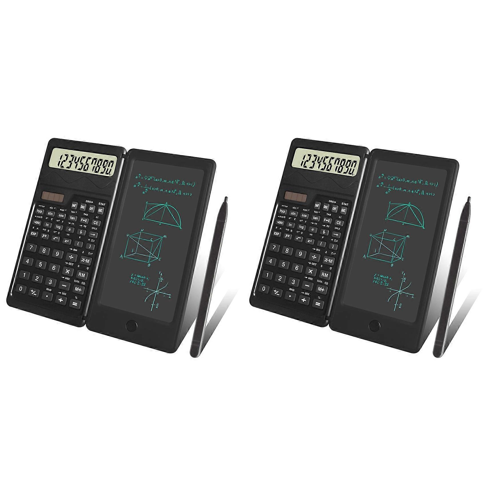 2X Scientific Calculators,12-Digit LCD Display Desk Calculator with Notepad, Solar and Battery Dual
