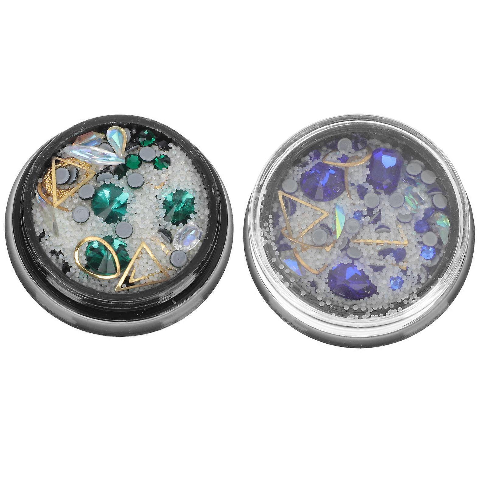 2 Boxes Shiny Nail DIY Diamond Adornment Accessories with Rhinestones for Home Decor and Nail Art