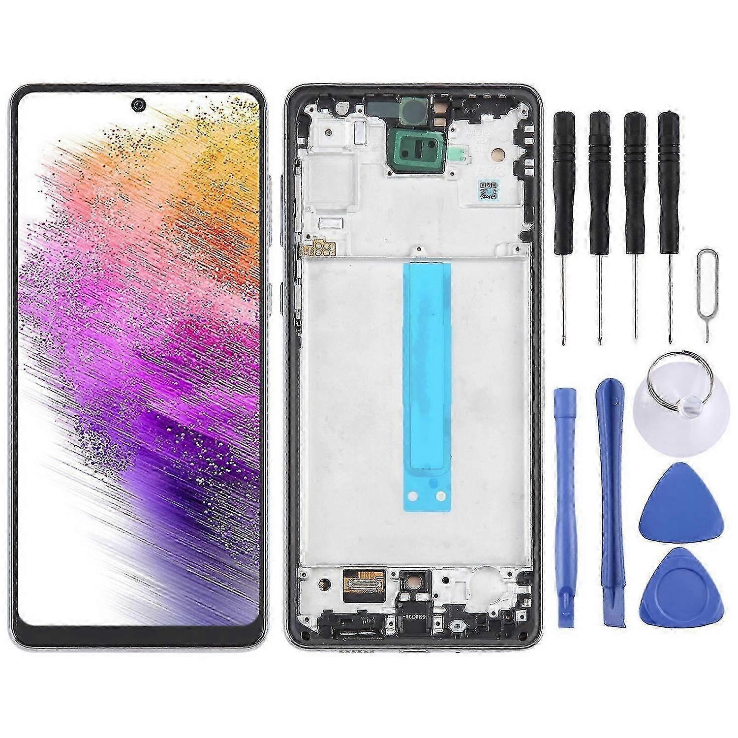 Kompatibel mit Samsung Galaxy A73 SM-A736B TFT LCD Screen Digitizer Vollmontage mit Rahmen (Schwarz