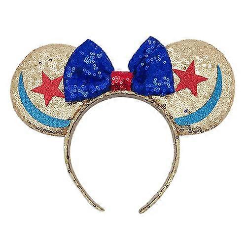 Glitter Mouse Deluxe Ears Headband, Sequin, Gold And Blue, One Size, Unisex Cosplay Accessory For Boys Girls Women