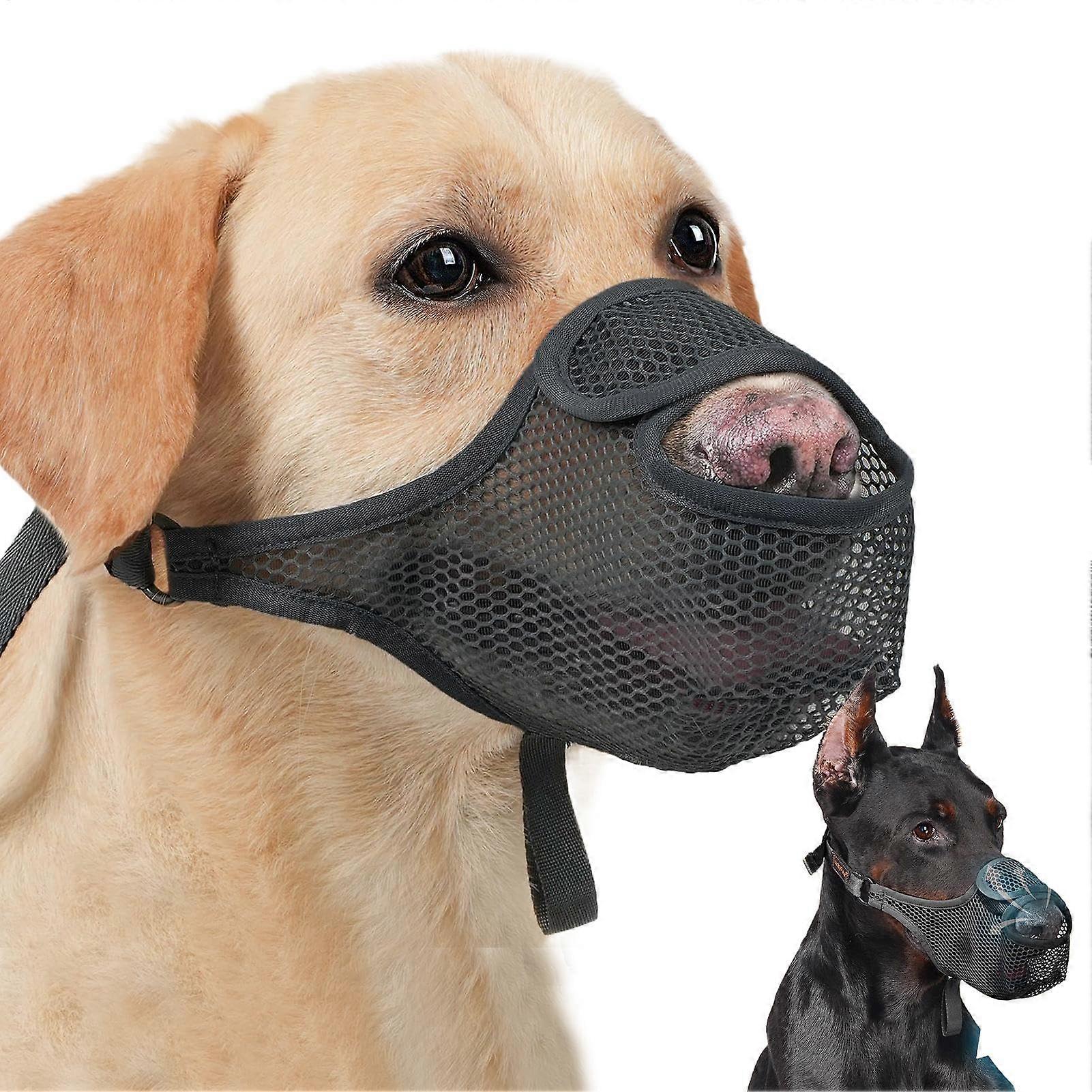 Hundeleme Soft Mesh Muzzle Adjustable Fit for Barking, Biting Safe for Dogs Black 2XL