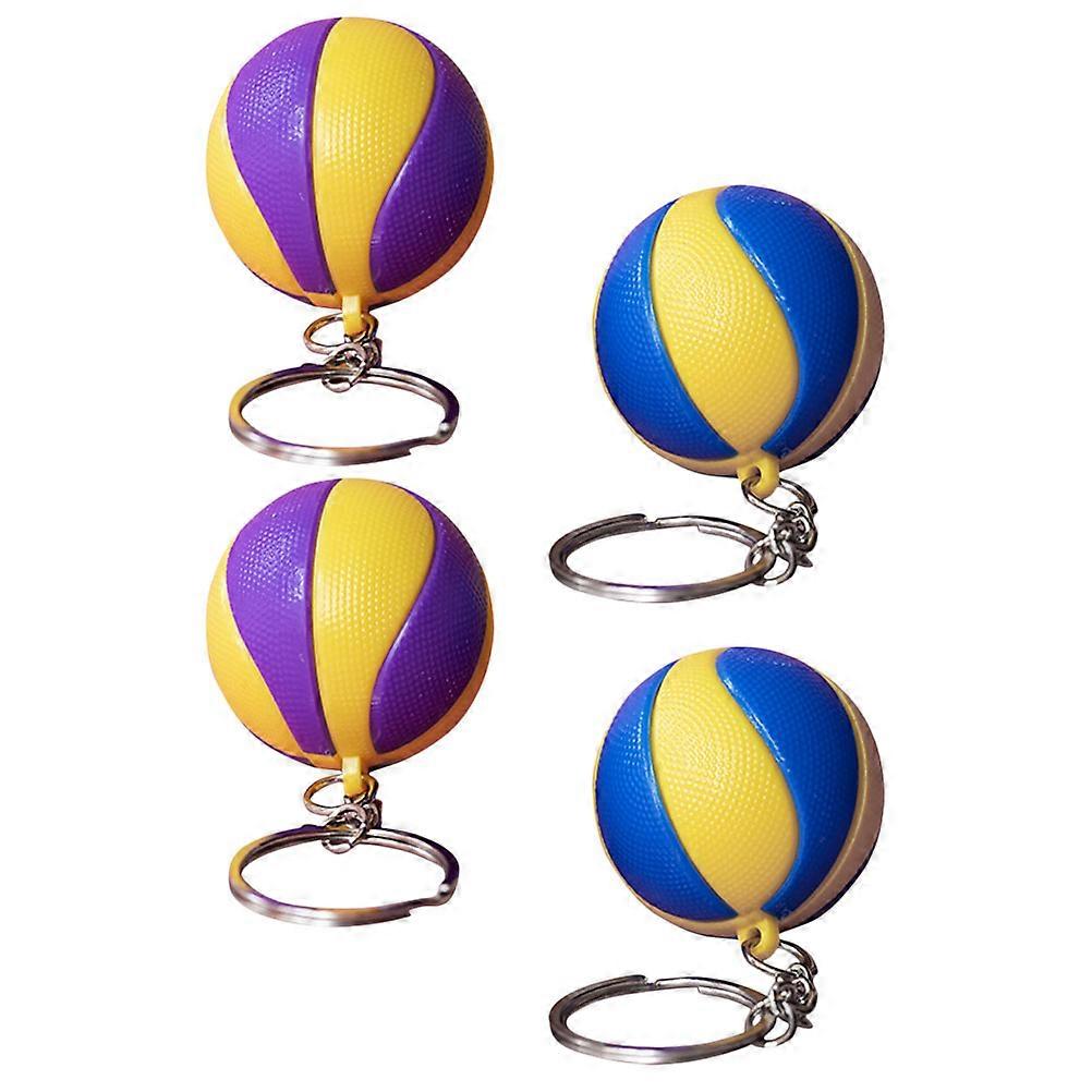 4Pcs Volleyball Pendant Keyring Suitable For Party Gifts Daily Use Assorted Color Sturdy Hanging Decoration