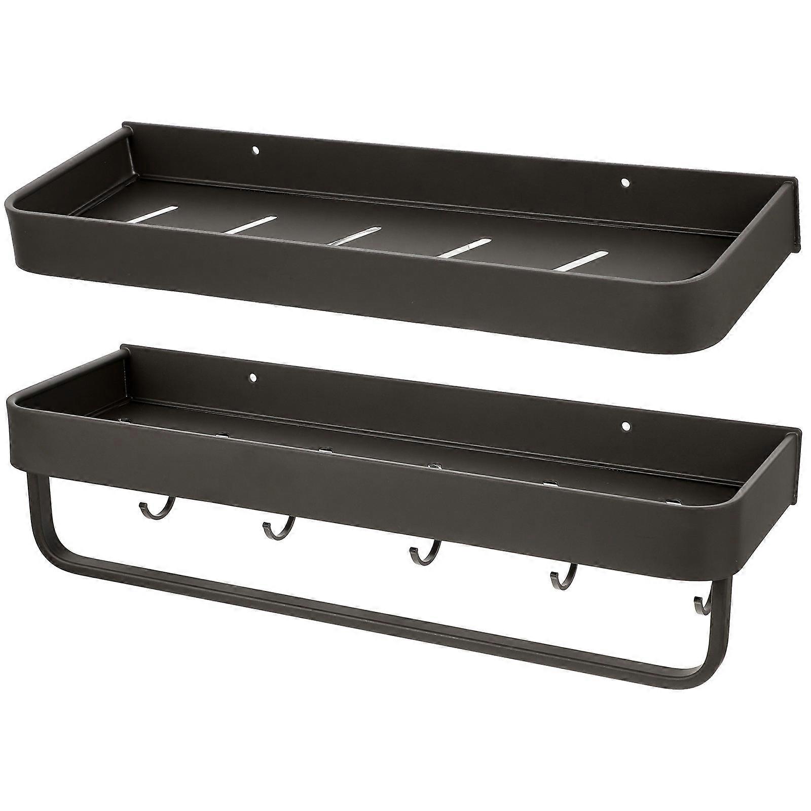 Wall Mounted Shelf For Bathroom And Kitchen Storage In Grey 1 Set
