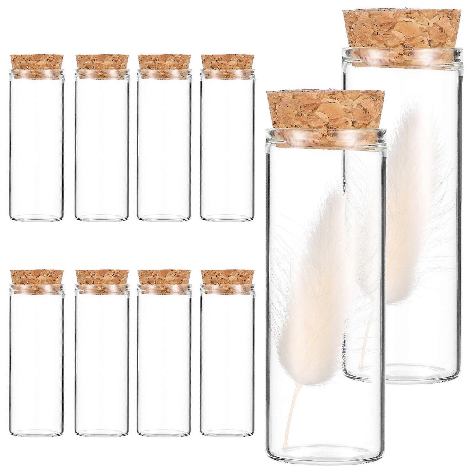 10pcs High Borosilicate Glass Bottles with Cork Stoppers Reagent Tubes