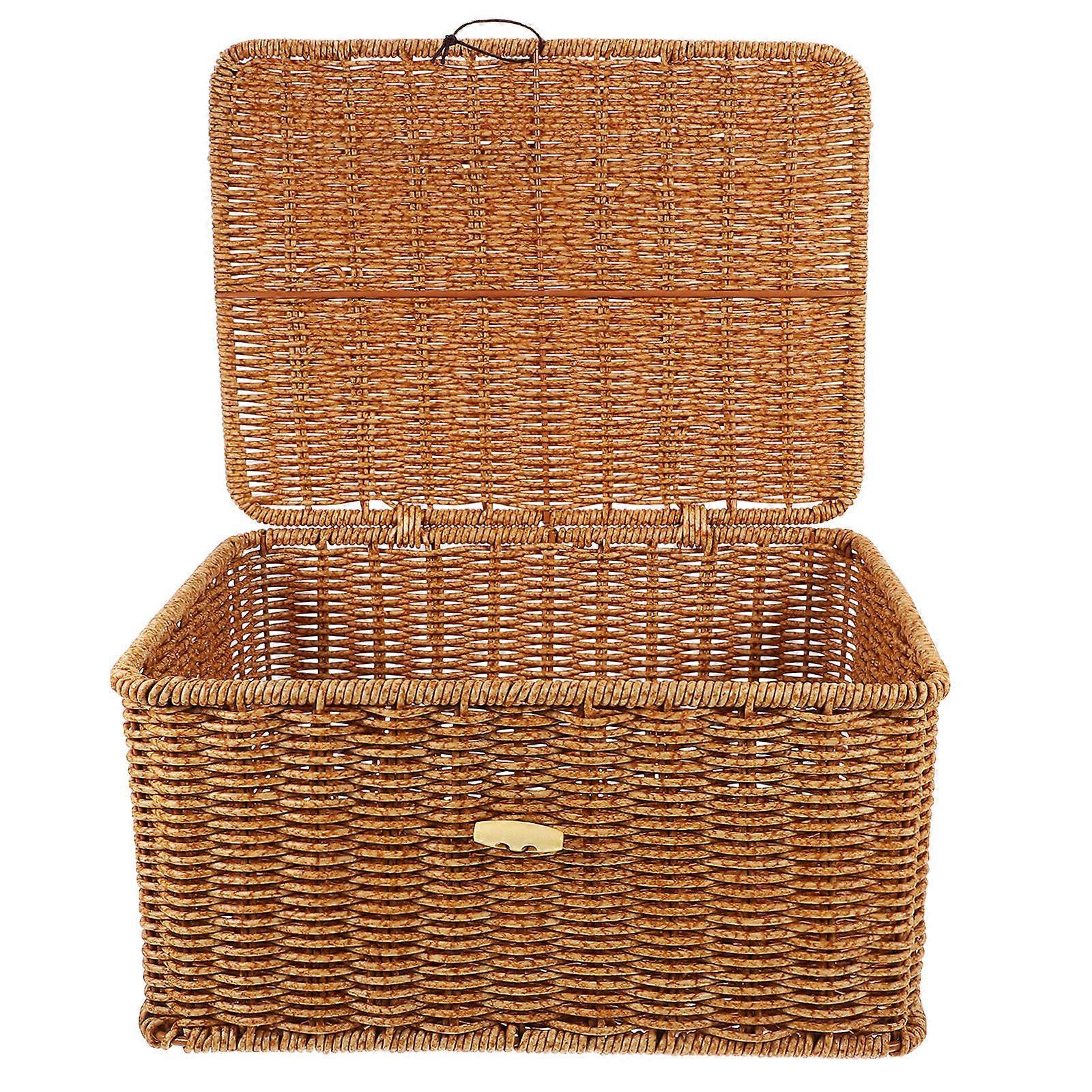 Chocolate Hand Woven Storage Basket for Home Use Simple Design and Portable 12.5x7x9 inches