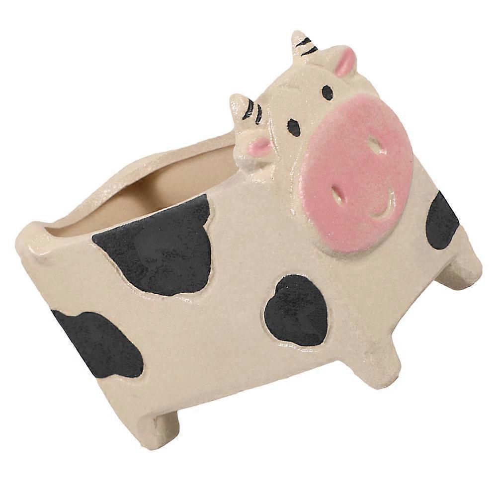 Cartoon Cow Flower Pot With Drainage Hole For Plant Lovers 11X10CM 1Pcs