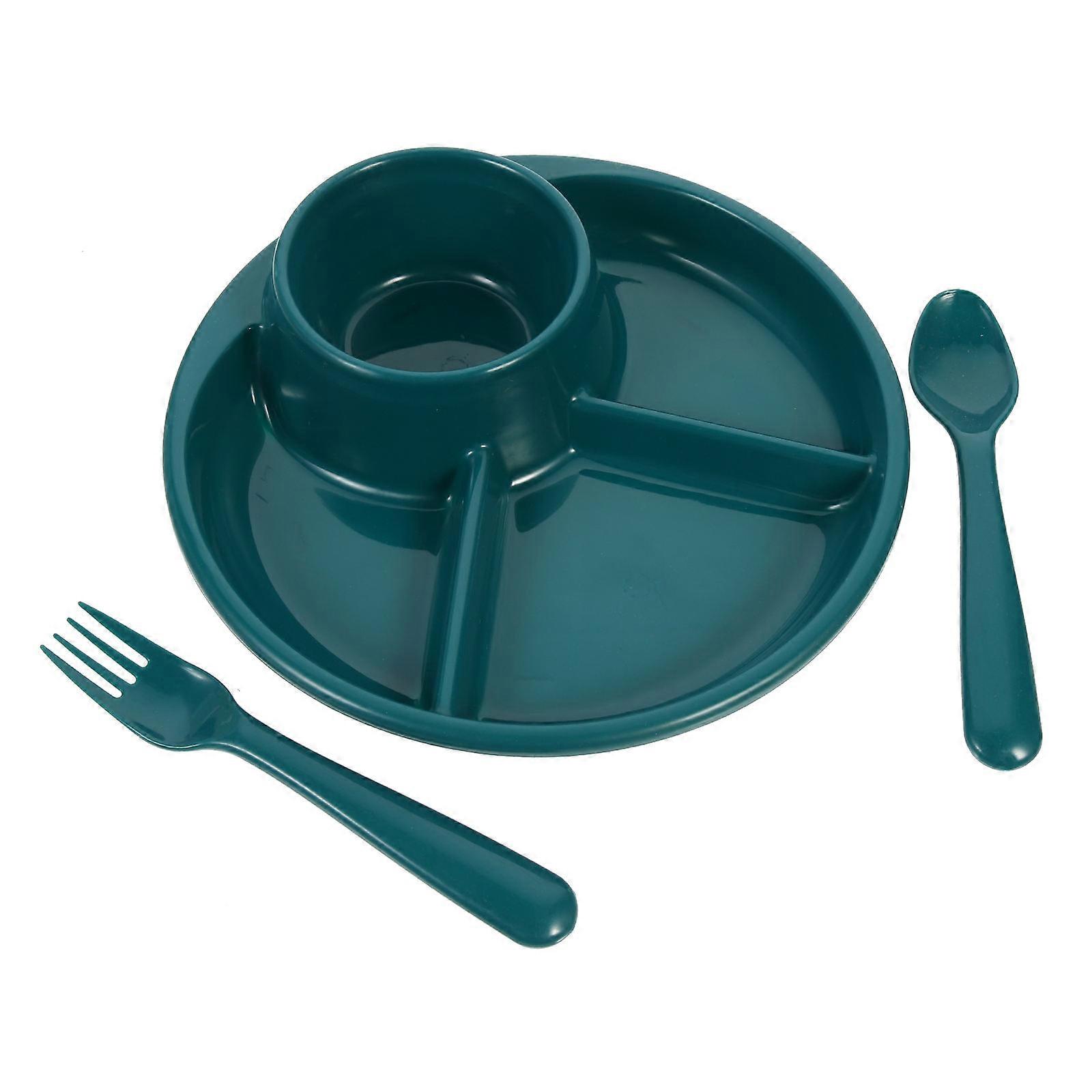 Dark Green Plastic Divided Plates for Home Use Toddler Breakfast Plate with Multiple Compartments 7.8 Inches