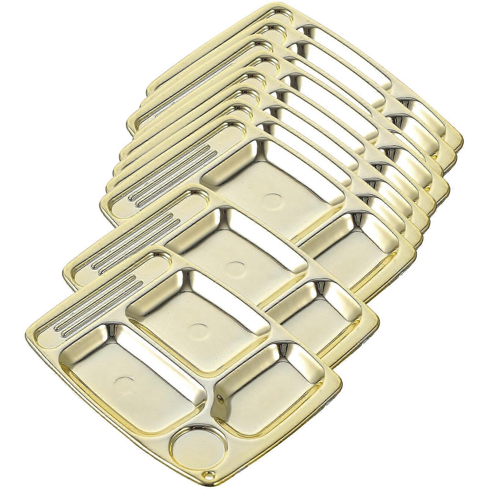 Golden Miniature Dinner Plates for Decor Plastic Smooth Surface 10pcs Mini House Accessories