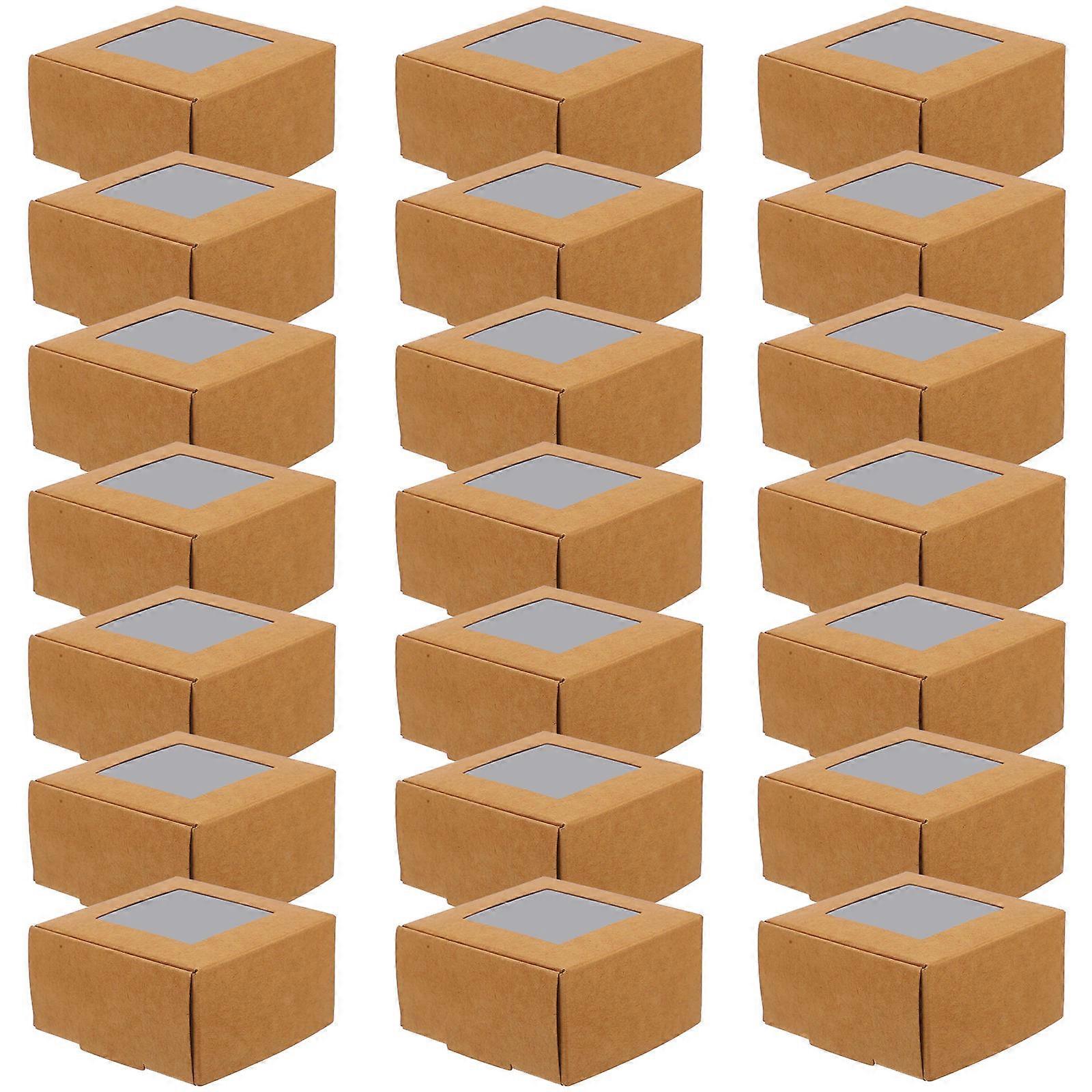 Elegant Small Paper Box with Clear Window for Candy Khaki Color 50 Pieces