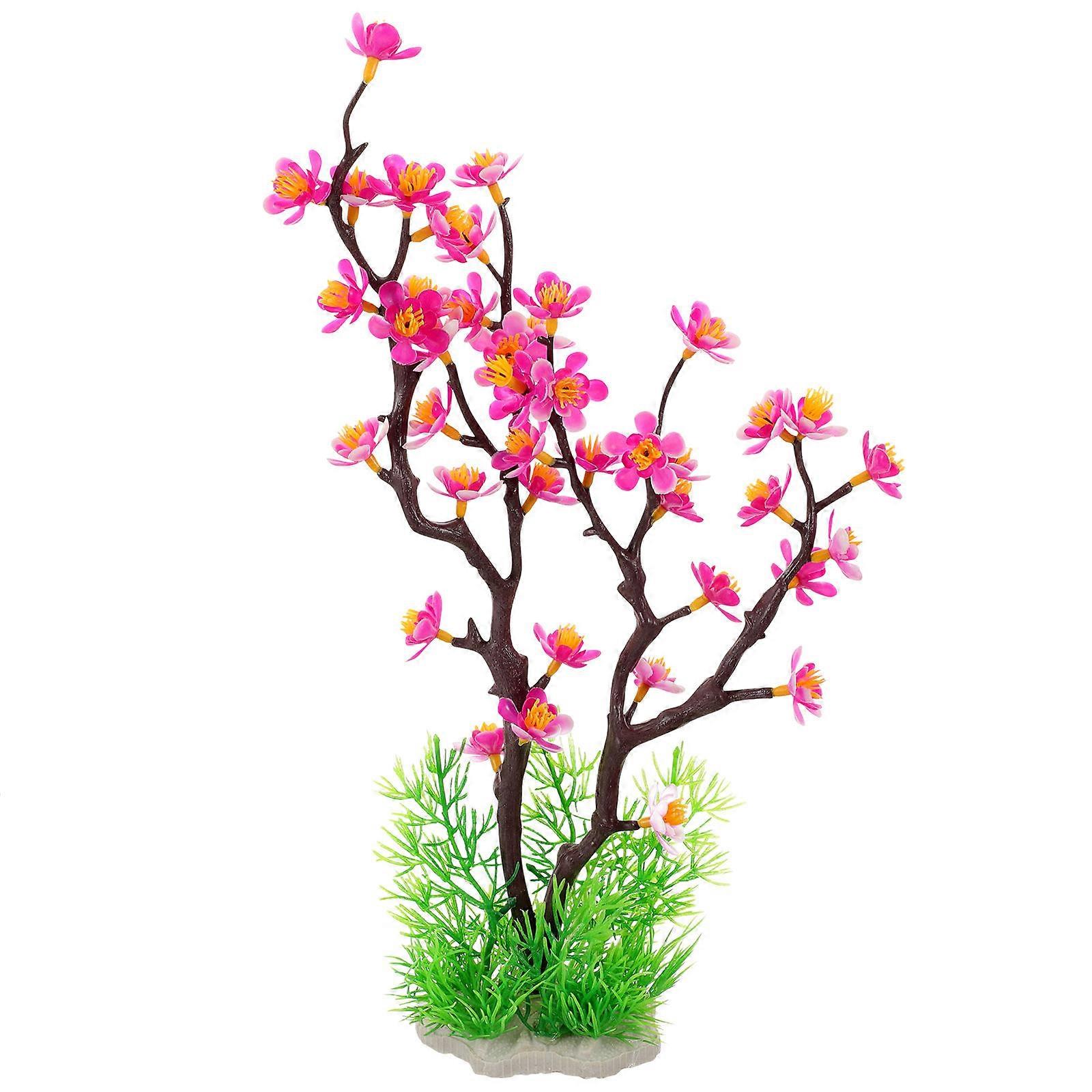 Plastic Artificial Plum Blossom for Fish Tank Decor Safe and Lightweight Suitable for