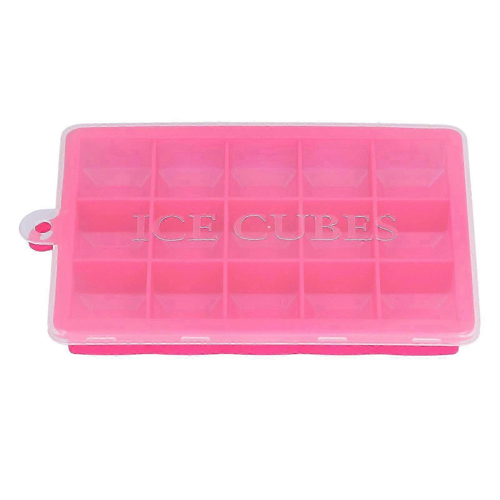 15-Grid Silicone Ice Cube Mold Tray with Lid - Rectangular DIY Ice Cube Maker for Home, Kitchen & Bakery Use