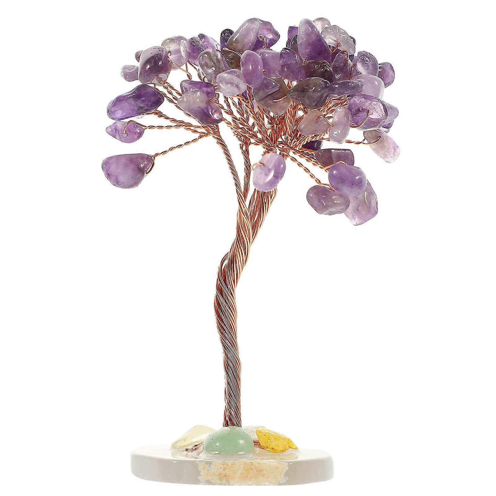 Crystal Tree Based Ornament for Decoration 5Pcs Purple Tabletop Craft