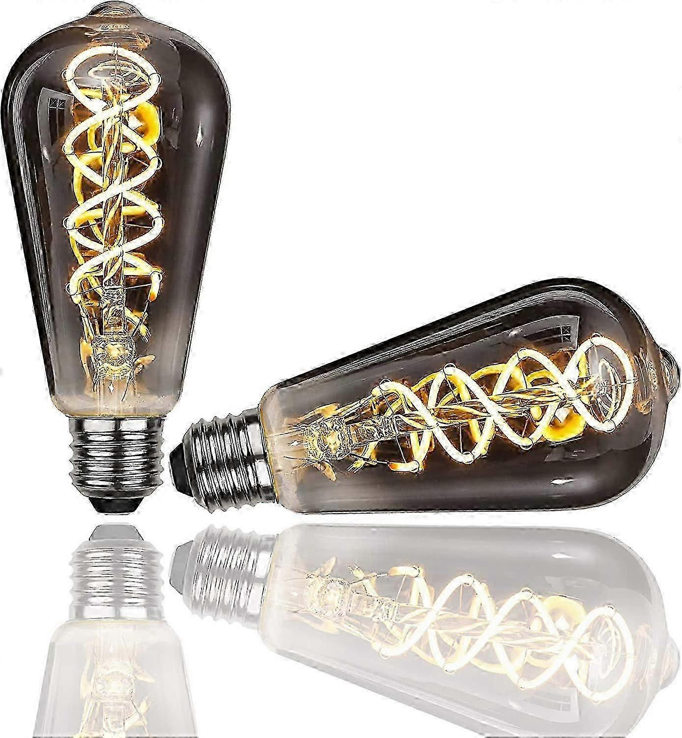 لمبة إديسون الخفيفة ، 2 قطعة E27 ST64 4W خمر LED لمبة إضاءة مصباح زخرفي الرجعية خيوط لمبات ضوء لمبة عتيقة بيضاء دافئة للمطعم والمقهى