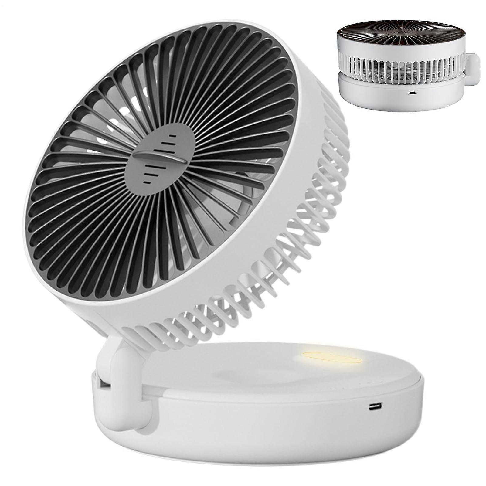Air Circulator Fan For Bedroom, Quiet Desk Fan With Aromatherapy, 5-Speed, Rechargeable Foldable Blower, Timer, White