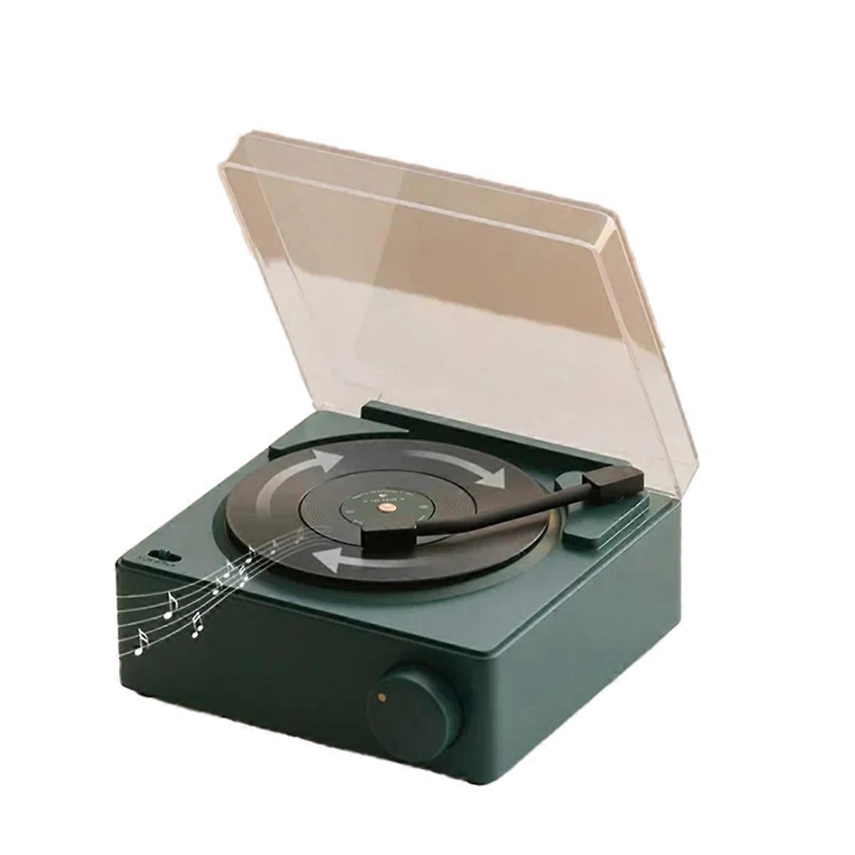 Retro Vinyl Wireless Bluetooth Speaker Clock Record Player Green